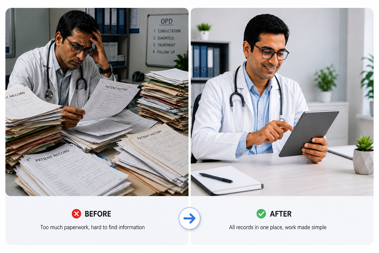 Before and After Using Medola OPD Clinic Management Software — Transformation